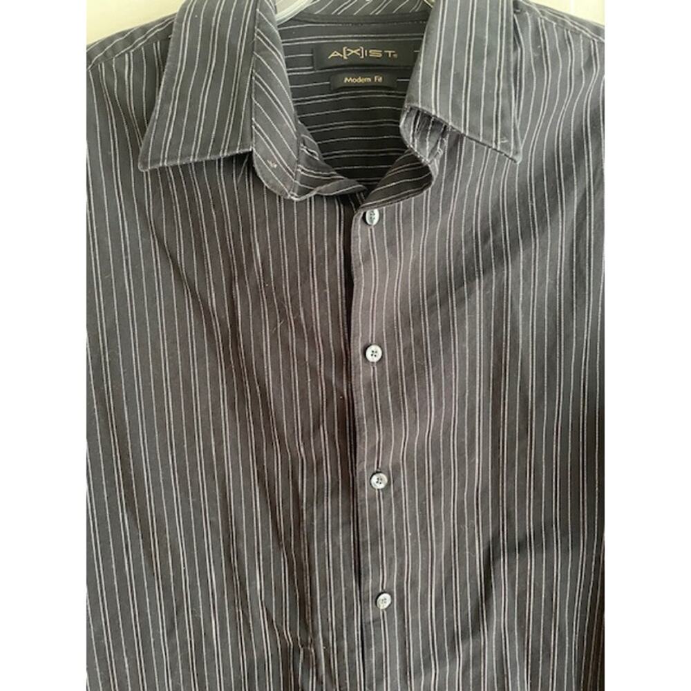 Axist Men Size XL Modern Fit Long-Sleeve Button Front Black‎ Shirt 100% Cotton - Picture 2 of 5